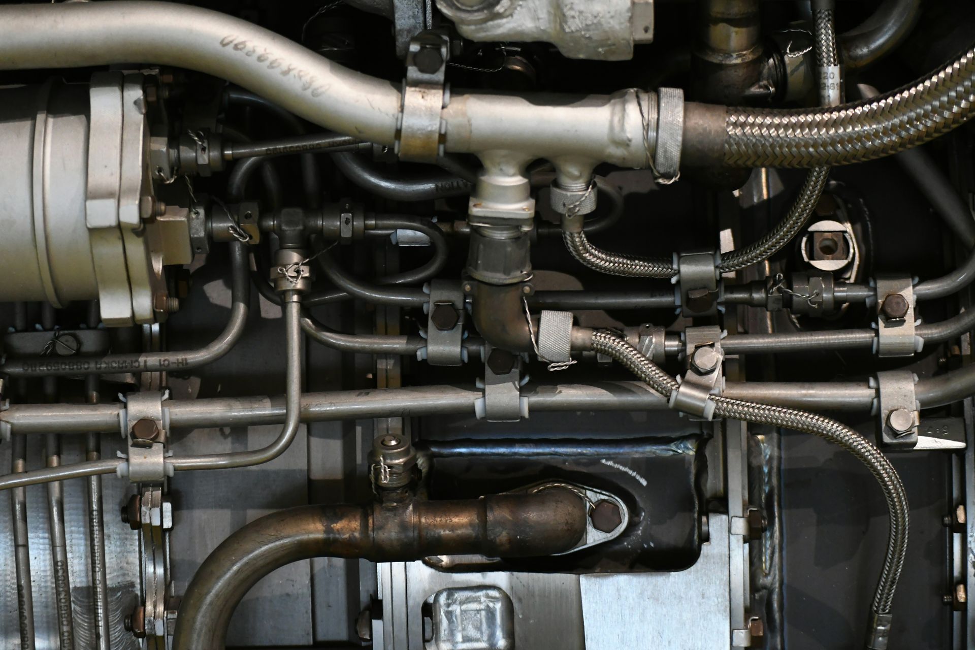 Complex machinery with pipes and wires